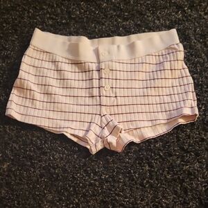 Brandy Melville Cream and Pink Plaid Sleep Shorts